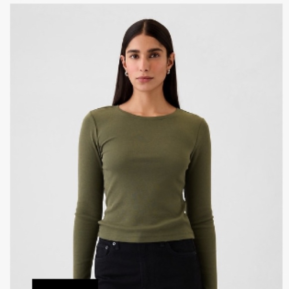 GAP Green Modern Rib Crop Shirt